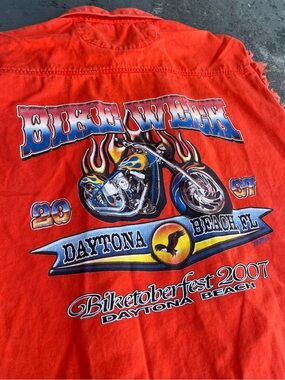 Vintage Bike Week 2007 Daytona Biketoberfest no sleeve double pocket button up